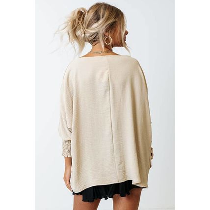 Apricot Smocked Wrist Shift Top