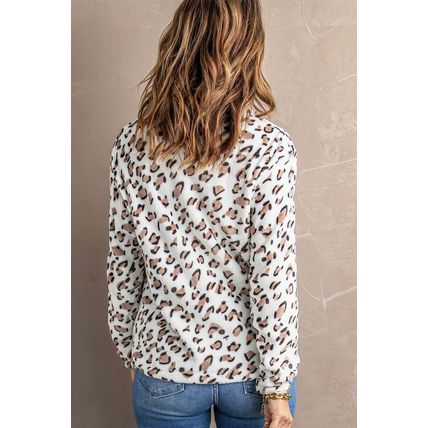 White Family Matching Mom's Leopard Quarter Zip Fleece Sweatshirt