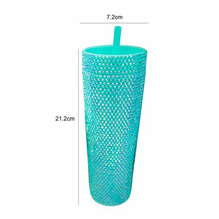 Green Full Rhinestone Straw Cup