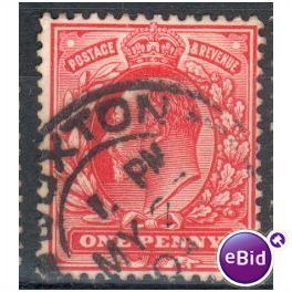 GB stamps 1902-10 KEV11 - 1d SG219 Buxton 2