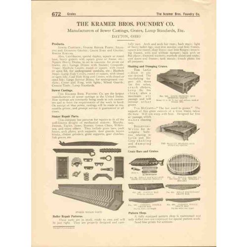 kramer bros foundry company 1916 sewer castings grates vintage catalog