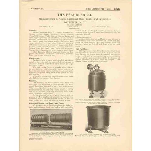 pfaudler company 1916 glass enameled steel tanks vintage catalog