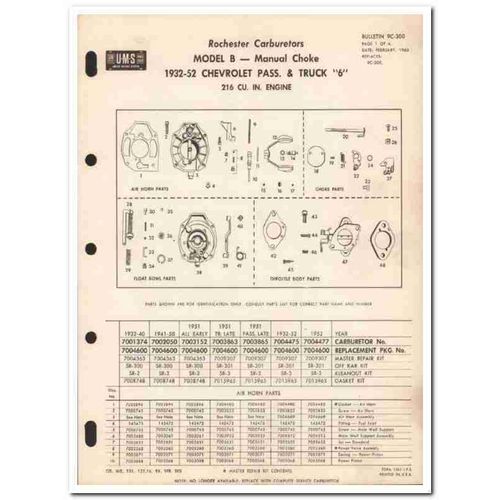rochester carburetors 1932-52 chevrolet model b service vintage manual