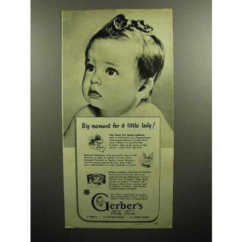 1947 Gerber's Baby Food Ad - Big Moment for Little Lady