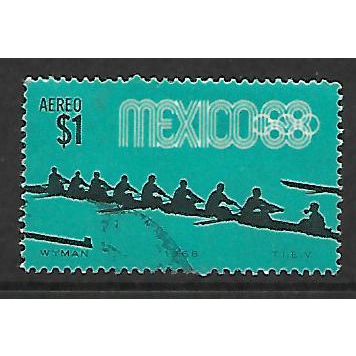MEXICO 1968 OLYMPIC GAMES 1p ROWING TURQUOISE & BLACK SG1166 FINE USED#2