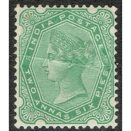 India 1892 2a6p Yellow Green SG103 MM