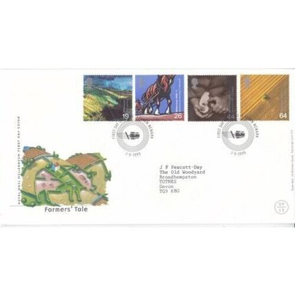 GB 1999 The Farmers Tale FDC Laxton Newarkspecial cancel typed with encl.VGC