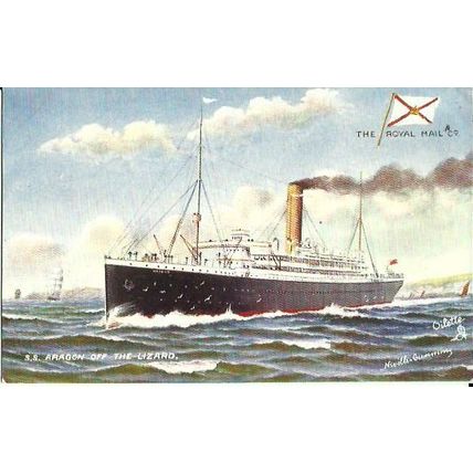 Royal Mail SP Co. SS ARAGON Tuck Oilette Postcard (9151)