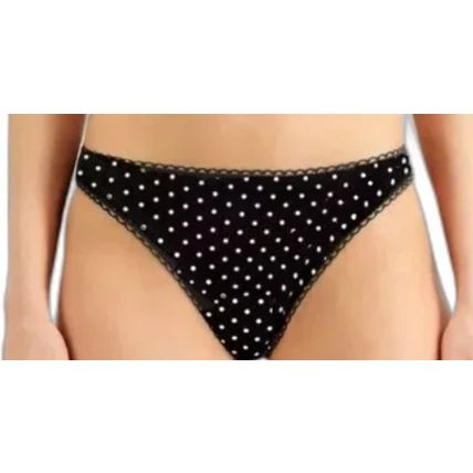 Charter Club Women's Pretty Cotton Bikini 1 Black Cream S