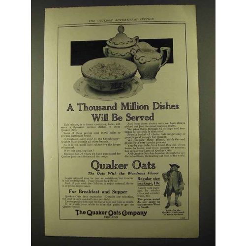 1912 Quaker Oats Ad - Thousand Million Dishes Served