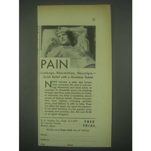 1931 K.A. Hughes Salicon Ad - Pain