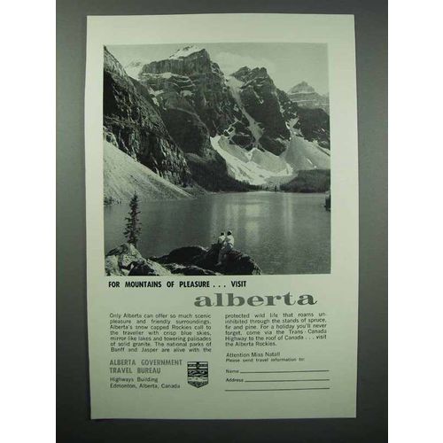 1963 Alberta Canada Tourism Ad - Mountains of Pleasure