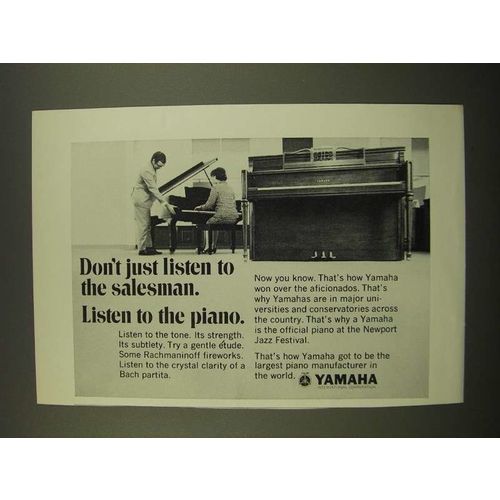 1969 Yamaha Piano Ad - Don't Just Listen to the Salesman