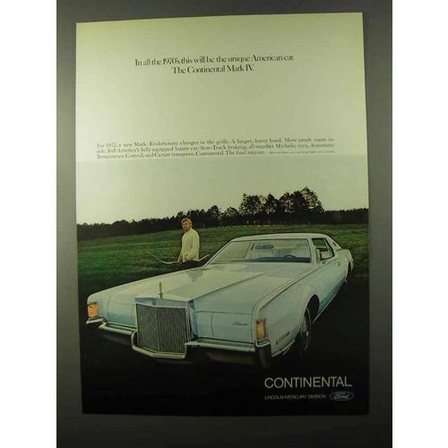 1972 Lincoln Continental Mark IV Ad - Unique American