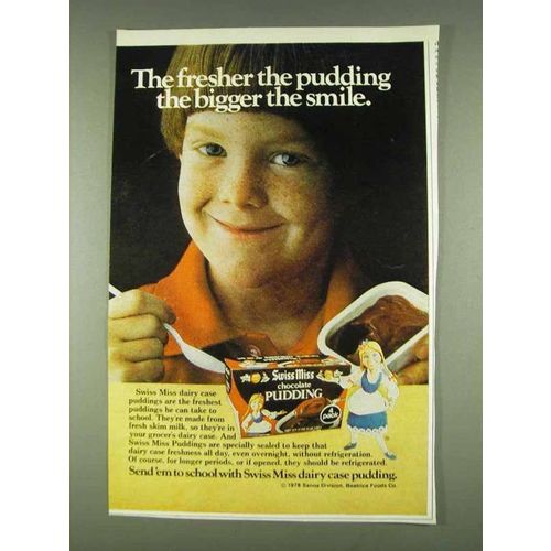 1978 Swiss Miss Chocolate Pudding Ad - Bigger the Smile