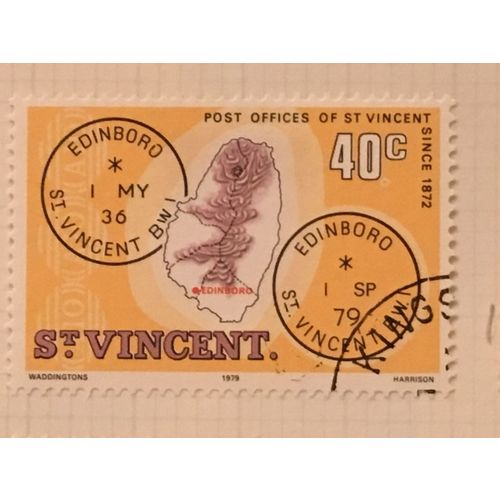 St Vincent 1979 Post Offices 40c Edinboro Map Used SG 594 Sc 560 postage stamp