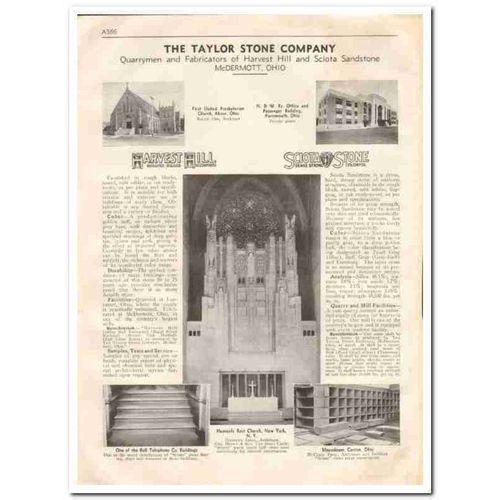 TAYLOR STONE COMPANY 1933 quarry Harvest Hill Sciota vintage catalog