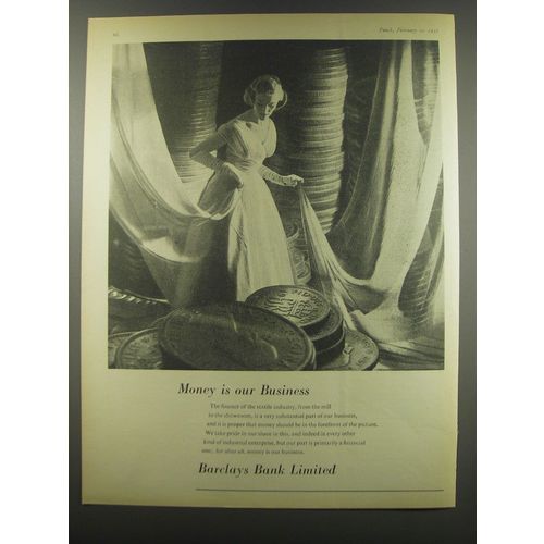 1957 Barclays Bank Advertisement - Money is our business
