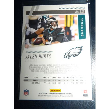 2020 Panini Chronicles JALEN HURTS (Eagles) Prestige Rookie Card #310