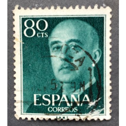 Spain 1955 Stamps featuring General Franco. SG 1215. 80c Green