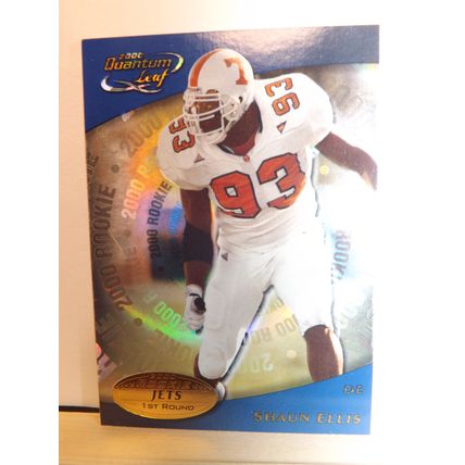 2000 Donruss Leaf SHAUN ELLIS (Tennessee/Jets) Quantum Blue Rookie Card #318