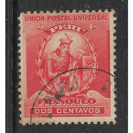 PERU 1896 ATAHUALPA 2c RED SG 338 FINE USED#