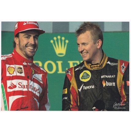 Fernando Alonso Renault F1 Kimi Raikkonen Grand Prix Rare Postcard