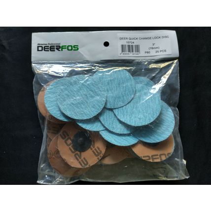 DeerFos - 3" TR 80 Grit Quick Change Disc Zirconia Alumina - 25 Ea Box