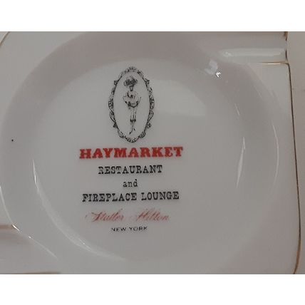 Haymarket Restuarant & Lounge Ashtray White Porcelain Glass New York Vintage