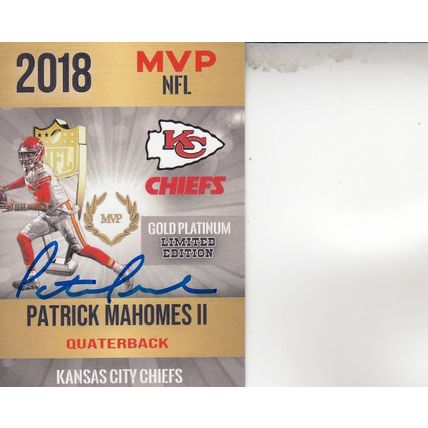 PATRICK MAHOMES II ROOKIE 2018 AUTOGRAPHED KANSAS CITY CHIEFS SB CHAMPION MVP QB