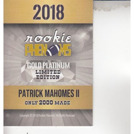 PATRICK MAHOMES II ROOKIE 2018 AUTOGRAPHED KANSAS CITY CHIEFS SB CHAMPION MVP QB