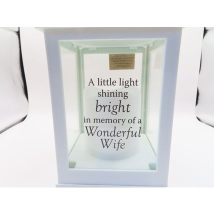 Wonderful Wife White Memorial Lantern 27 CM Plastic Sentimental Verse LED Grief