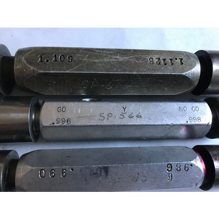 LOT THE PIPE MACHINERY GO NO GO PLUG GAGE .990,.986,.996,.998,1.109,1.1128,SA