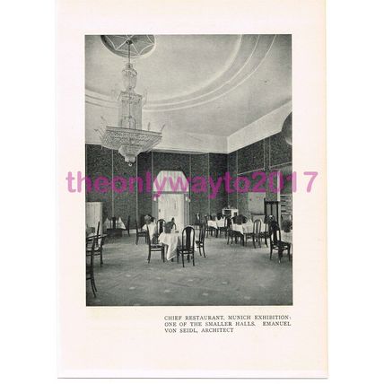 Restaurant Munich Exhibition 1908, by von Seidl, Book Illustration, c1910