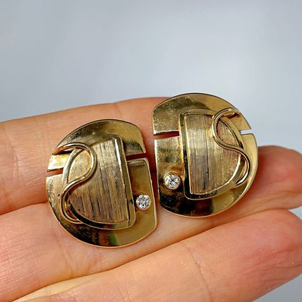 NOT SCRAP 14K GOLD SIGNED DESIGNER Diamond Earrings! mAKE Offer welcome!