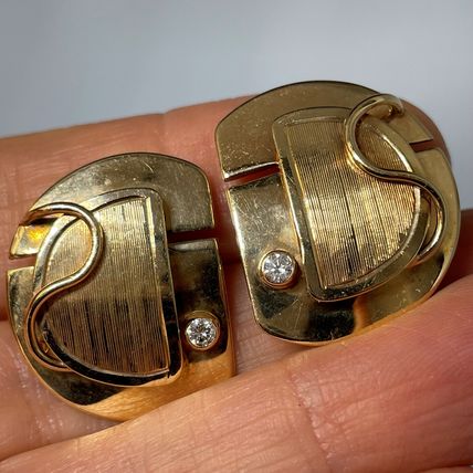 NOT SCRAP 14K GOLD SIGNED DESIGNER Diamond Earrings! mAKE Offer welcome!