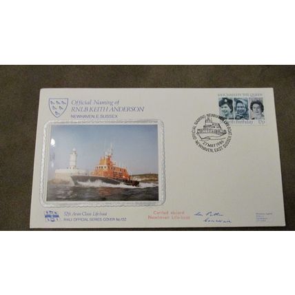 Cox Signed 1986 Cover - RNLI Lifeboat Keith Anderson - Newhaven Sussex