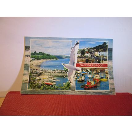 multiview, SAUNDERSFOOT, PEMBROKESHIRE used postcard by Constance 1981 pm =
