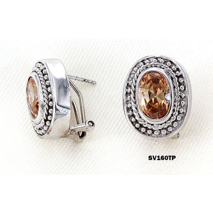 Casting Silver Earrings w/ CZ - Taupez - ER-SV160TP