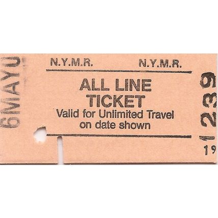 North Yorkshire Moors Railway Edmondson Ticket - All Line Ticket