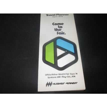 HUGHES AIRWEST Airline Travel Planner for WORLD'S FAIR EXPO 1974 VG RARE