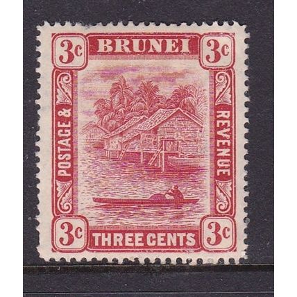 BRUNEI 1908 3c MINT HINGED SG37 GRUBBY GUM