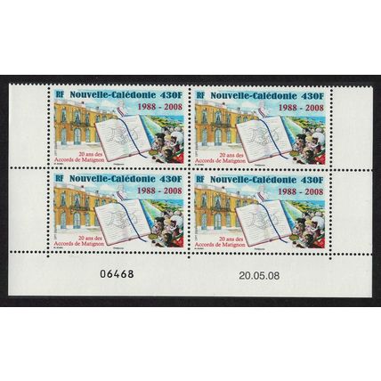 New Caledonia Matignon Accords Block of 4 Date Number 2008 MNH SG#1444 MI#1465
