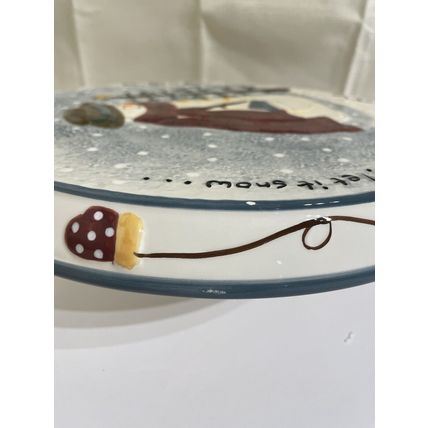 Christmas Cake Plate/Platter By Season Bright - Footed Cake Plate - Let it Snow