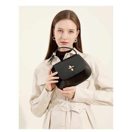 Genuine Leather Women Shoulder Bag Vintage Crossbody Purse Handbag Black