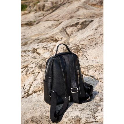 Women Genuine Leather Backpack Black