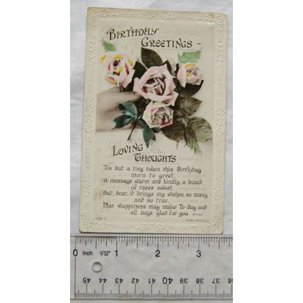 vintage postcard Birthday Greetings - Loving Thoughts