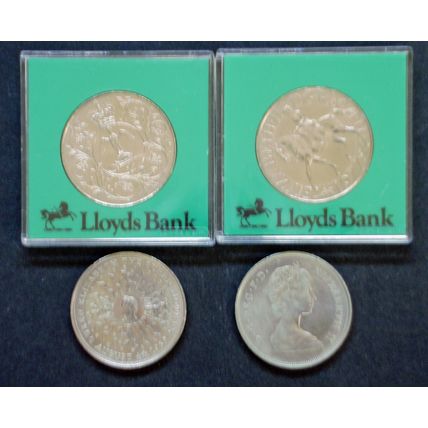 UK Crown Coins 1980 Queen Mother & 1977 Silver Jubilee 2 each total 4 coins
