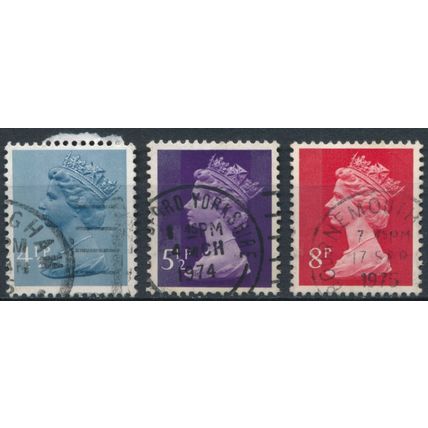 QEII Machin: 4½p, 5½p & 8p - GB 1973 - 1973 - SG X865, X868 & X878