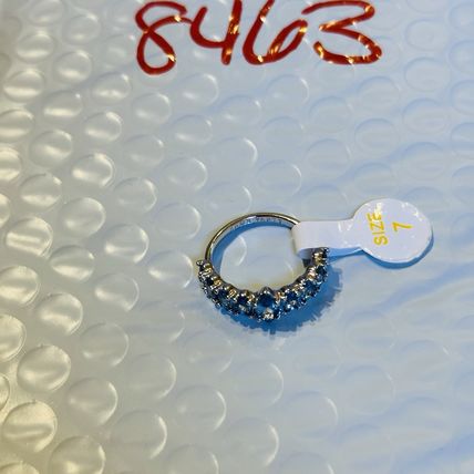 NWT Ring Bomb Party Sz7 RBP Blue Clusters Rhodium P Band Costume Jewelry